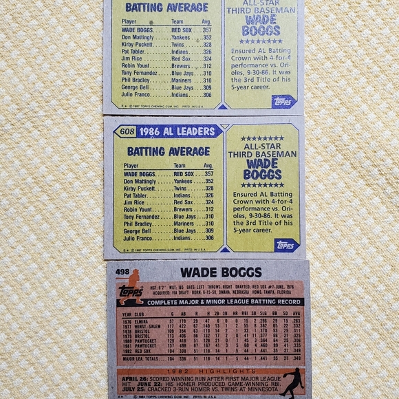 3 WADE BOGGS BASEBALL CARDS - Picture 2 of 2
